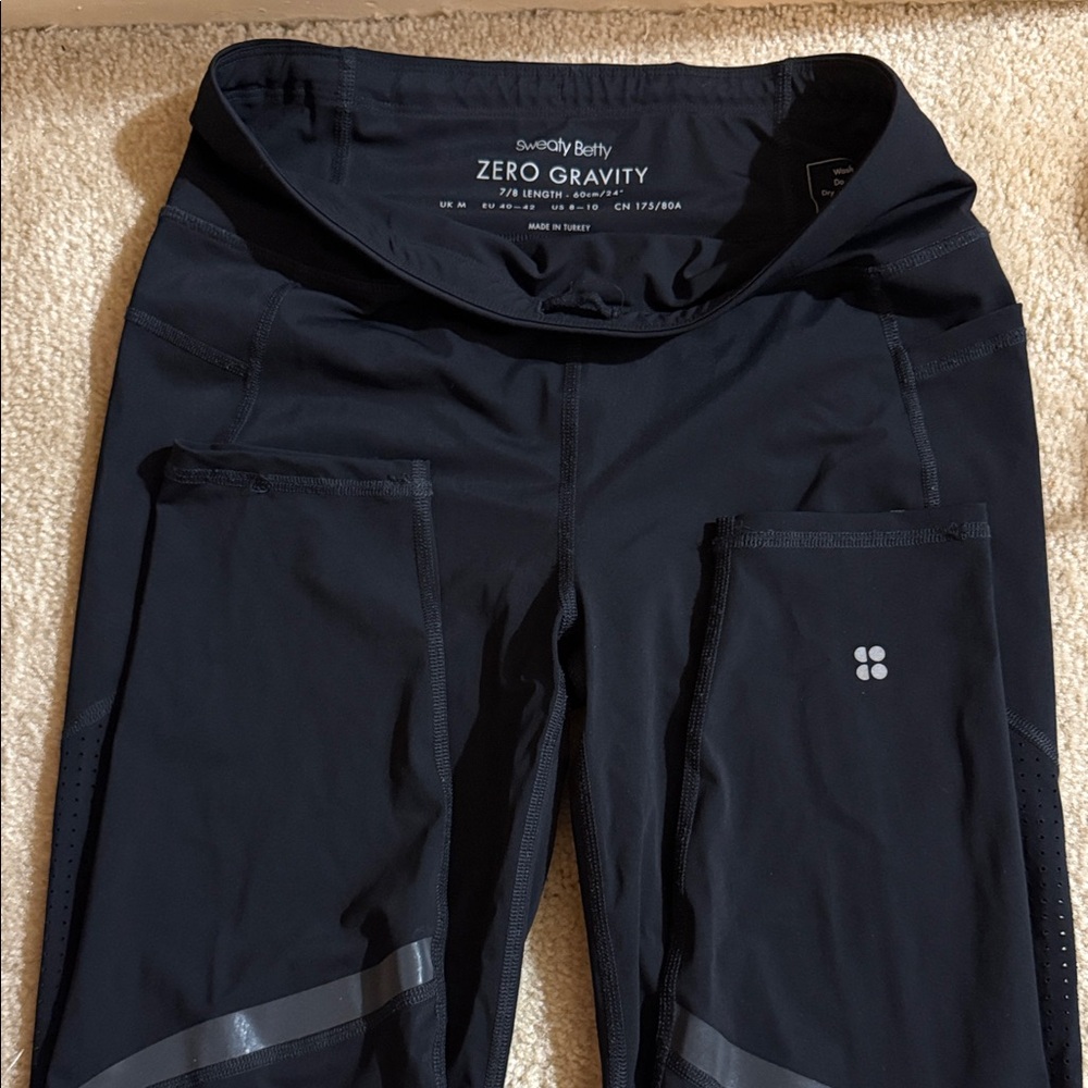 Sweaty Betty Zero Gravity Black Leggings 7/8 length size US 8-10